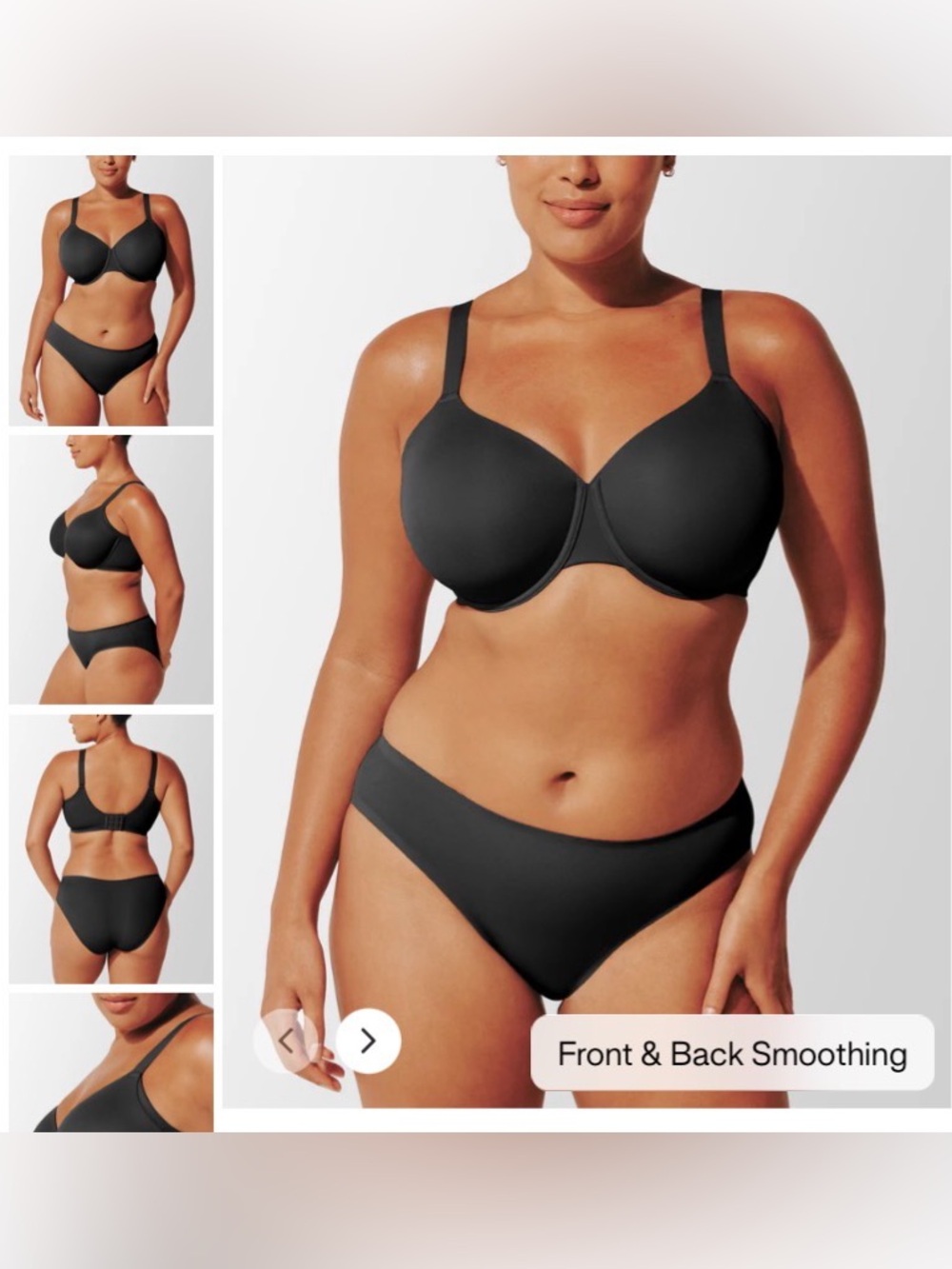 Qty 2 - Thirdlove Comfortstretch Smoothing Full Coverage Bra 42E Black Taupe